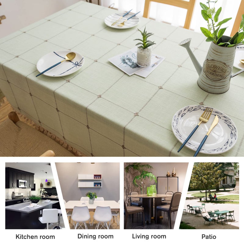 Pahajim Rustic Linen Tablecloth Cotton Rectangle Table Cloth for Kitchen Dining with Tassel Plaid Waterproof Tablecloths Rectangle/Oblong,55''x118'',10-12 Seats - Image 3